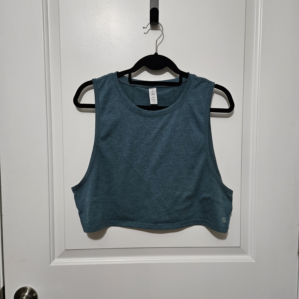 Balance Collection Women’s Large Teal Cropped Yoga Workout Tank Top